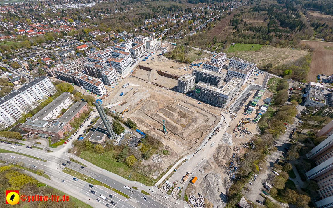 21.04.2023 - Luftbilder von der Baustelle Alexisquartier und Pandion Verde in Neuperlach
